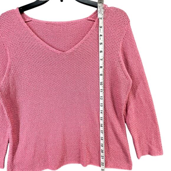 Eileen Fisher Sweater Top Womens S Pink Fine Gauge Crochet Italian Yarn Coastal - Picture 8 of 14